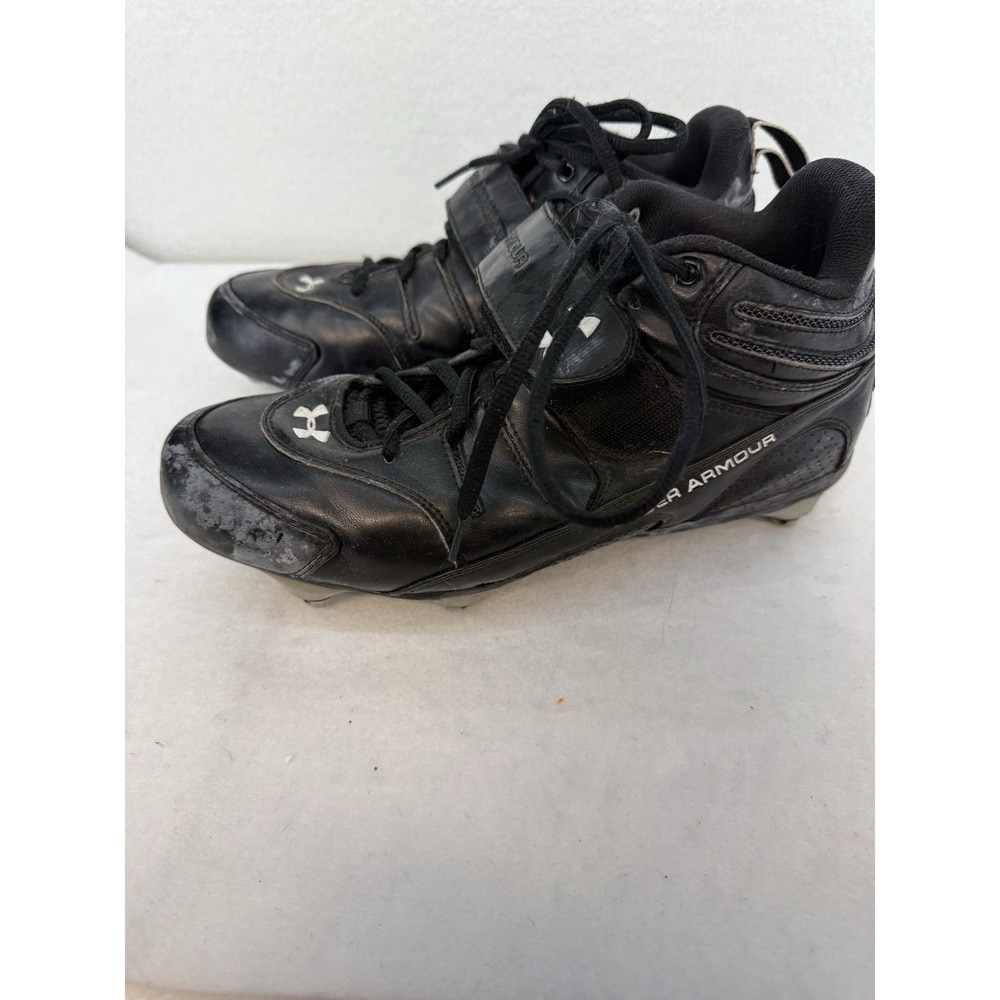 Under Armour Black And White Intensity Mid Dual Plate Football‎ Cleats Size 9
